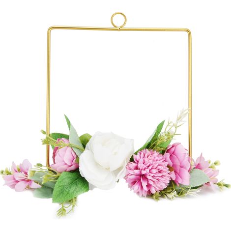 Couronne de Fleurs Artificielles pour Porte - Décoration Murale Métallique pour Mariage et Maison (1/5)
