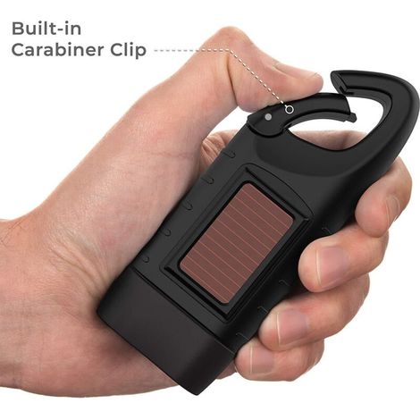 1 paquet de torche solaire à manivelle rechargeable LED survie d'urgence noir