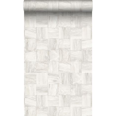 papier peint morceaux carrés de déchets de bois blanc crème - Origin Wallcoverings (1/5)