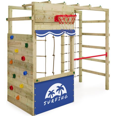 Wickey Klettergerüst Spielturm Smart Action Gartenspielgerät mit Kletterwand & Spiel-Zubehör - blau