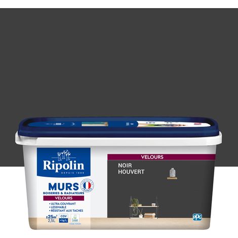 Peinture aspect Velours - 2,5L - Noir Houvert - Ripolin (1/5)