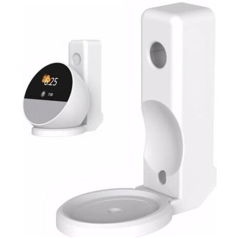 Wall Spot Socket Holder - Google Speaker Mount - Built-in Cable Management - Wall Mount - No Drill Accessories - Compatible with Echo Spot (White) (1/5)