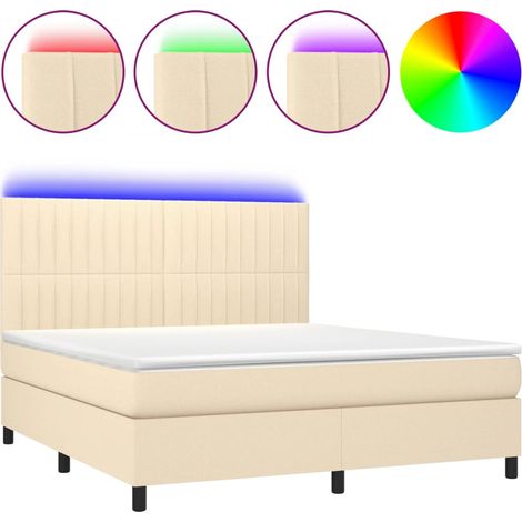 Maison Exclusive - Boxspringbett mit Matratze & LED Creme 160x200 (1/5)