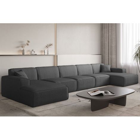Wohnlandschaft Sofa U-Form CELES PREMIUM XL in Stoff Scala Anthrazit (1/3)