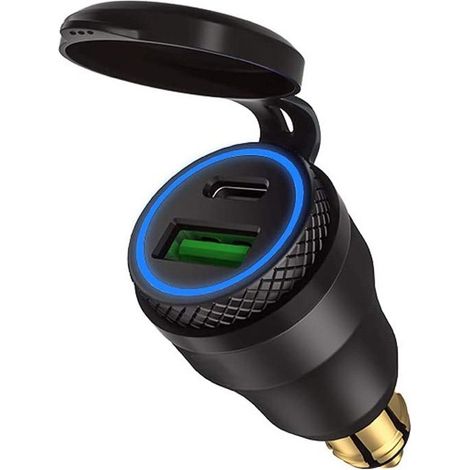 Wasserdichtes Motorrad-DIN-Ladegerät mit QC3.0-USB-Ladegerät und 30-W-Power-Delivery-Adapterbuchse Typ C (YJD) (1/4)