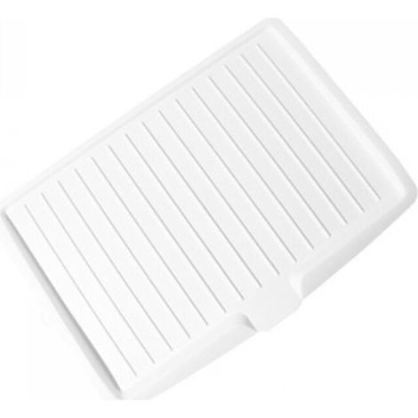 white plastic dish drainer, dish draining mat, side drainer for the sink, tilting drip tray by YMYNY