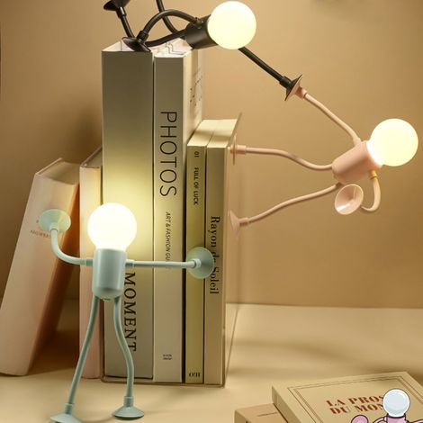 3 lampade da notte divertenti a forma di atleta con ventosa - Mini lampade da notte fai-da-te a forma di personaggio per bambini - Forma modificabile - Lampada da notte creativa a cartone animato (1/2)