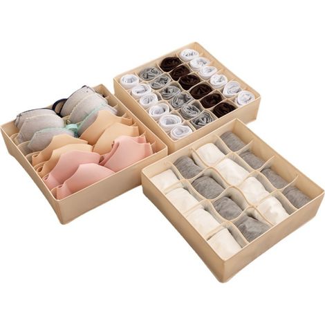 6 Organiseur de tiroir, Pliable, Lavable, Gris, Armoire (1/5)