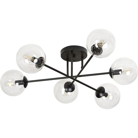 Plafoniera soffitto Emibig Brendi 6xE14 nera vetro trasparente (1/5)