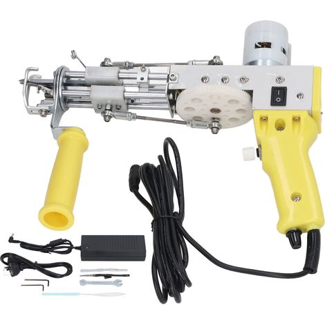 Pistolet à touffeter jaune, machine à tapis double usage haute vitesse, protection multiple, DIY pour tapis, 100‑240V prise UK (1/5)