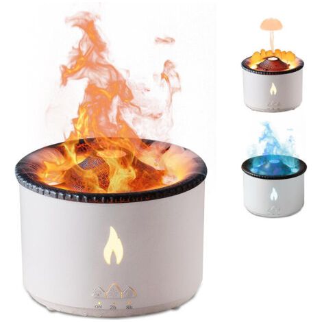 Humidificateur diffuseur d'arômes Volcano Flame : Humidificateur d'aromathérapie 300 ml Méduse/Flamme 2 modes de brumisation (flamme bicolore) (1/4)