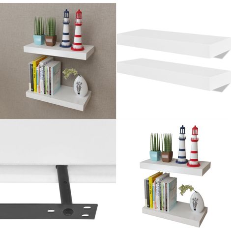 2 Étagères murales MDF Blanc Rangement de livres/DVD - Etagere Murale - Rangement Mural - Étagère Blanche - Meuble Blanc - Décoration Murale - Home & Living (1/5)