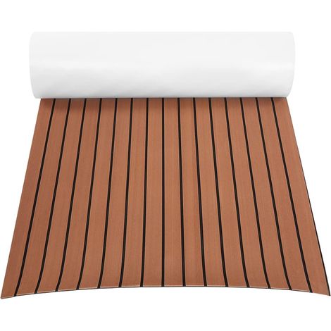 Tapis de sol en mousse EVA pour bateau - Tapis marin en faux teck - Antidérapant - Pour bateau à , camping-car, yacht, kayak, plate-forme de bain - 239,6 x 89,9 cm (1/5)