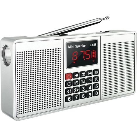 (Argent) Haut-parleur radio stéréo multifonctionnel, interface USB-C (1/5)