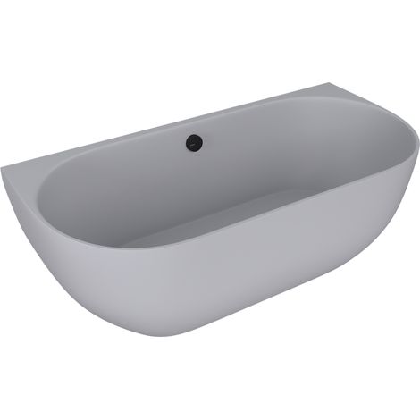 Baignoire murale PAGODA en fonte de marbre 170x85x58cm, gris mat (1/3)