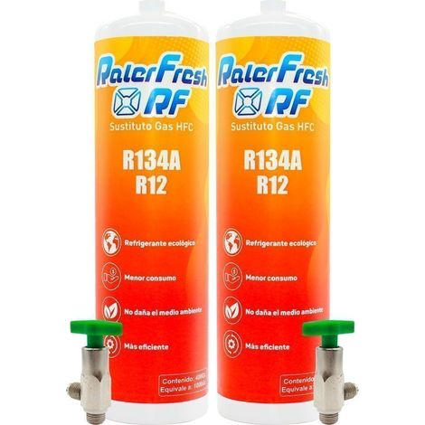 Pack 2 Botellas Ralerfresh RF sustituto del gas R12 y R134A mas llave (1/5)