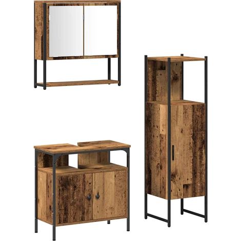 Maison Exclusive - Set di mobili per il bagno 3 pcs Marrone Legno multistrato