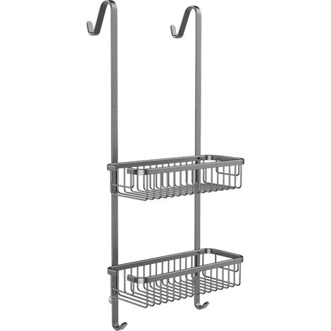 Étagère de Douche, Design à Deux Niveaux, Construction Imperméable, Argent (1/2)