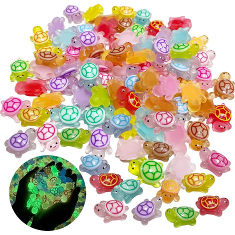 Mini Figurine Tortue Lumineuse en Résine Jouets Tortue 100 Pièces avec 10 Couleurs Petites Tortues Décorations pour Étuis de Téléphone, Bureaux, Décorations de Voiture et Lampes de Chevet (1/5)