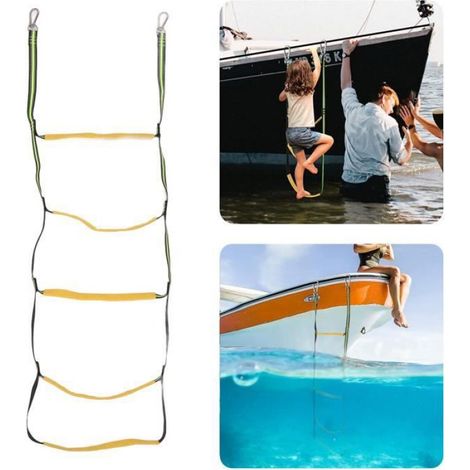 Échelle De Corde Bateau - 5 Marches - Nylon Résistant Aux UV - Corde Lumineuse - Pour Bateaux Gonflables Kayaks Jet Skis - 1 Pièce (1/4)