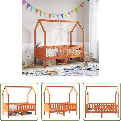 Holzbett - Kinderbett Hausbett Wachsbraun 70x140 cm Kiefer (1/5)