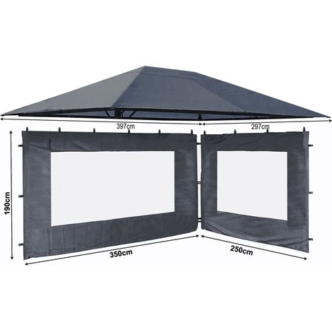 Set Ersatzdach und 2 Seitenteile  für Garten Pavillon 3x4m Grau RAL 7012 Antik Pavillondach Ersatzbezug Seitenwände (1/5)