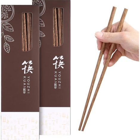 20 Paires Baguette Chinoise Bois, Baguettes Chinoises Réutilisables, Baguettes Japonaises Lave-vaisselle, Baguette Cuisine pour sushi, nouilles de riz et plats asiatiques (1/5)