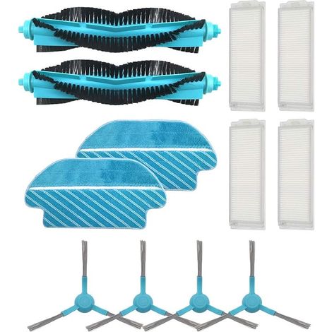 YanBan Kits de rechange pour Cecotec Conga 3290 3490 3690 aspirateur Pièces de rechange comprenant 2 brosses à rouleau, 4 filtres HEPA, 2 chiffons de vadrouille, 4 brosses latérales (1/5)