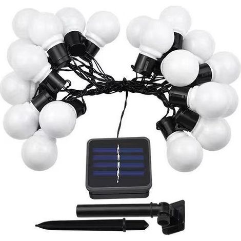 Blanc- Guirlande Electrique Exterieur Bulbes Blancs - Exterieur Decoration Romantique, Chic, Déco pour Jardin et Patio(3.5M 10 lumières) (1/5)