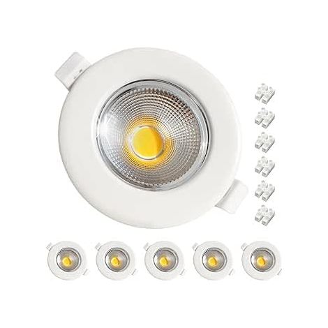 6x Spot LED Encastrable Dimmable Extra Plat 7W,4000K Blanc Neutre Trou Ø65mm,Ø68mm,Ø80mm,Spot de Plafond Blanc COB 220V 600LM Pour Cuisine Chambre Salon
