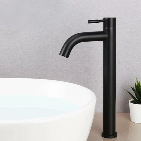 Rubinetto singolo per acqua fredda in acciaio inox per lavabo alto, lavabo da appoggio per bagno di fabbrica (1/5)