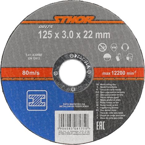 Lot de 10 disques à tronçonner métal Ø 125 x 3 mm – Alésage 22,2 mm – Coupe rapide et précise – Compatible meuleuses d'angle – Sthor