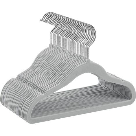 SONGMICS Grucce Appendiabiti Bambini, Set di 30 Grucce Salvaspazio con Ganci Girevoli a 360° Color Argento, in Velluto Antiscivolo per Armadio Cameretta, Grigio Tortora CRF027G30 (1/5)