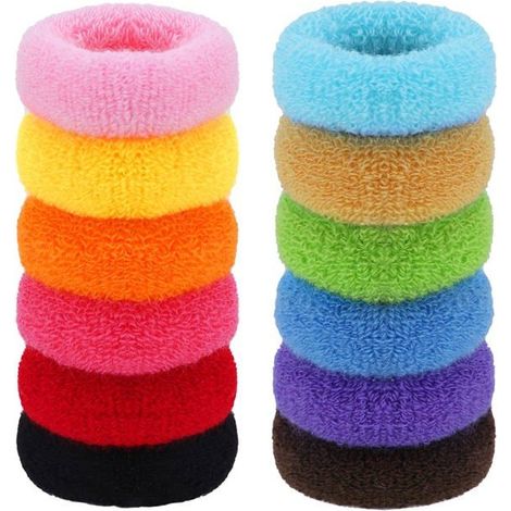 BelleRise - Lot de 12 élastiques à cheveux épais, adaptés aux cheveux épais et bouclés, sans couture. (1/5)