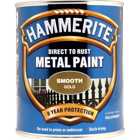 Hammerite Direct-to-Rust Smooth Finish Metal Paint in Gold - 250ml (Model: HMMSFGO250)
