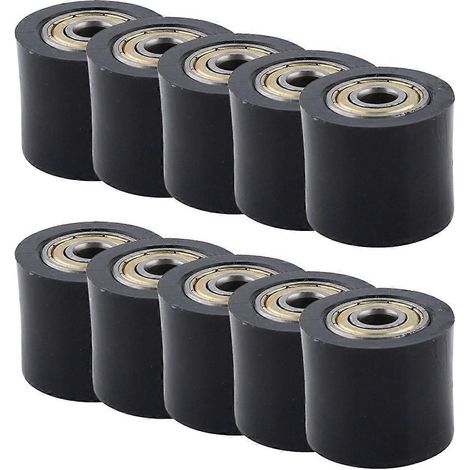 Lot de 10 roulements de poulie mécanique de 10 mm, poulie de renvoi à rouleaux, poulie de chaîne adaptée aux vélos et motos de route (1/5)