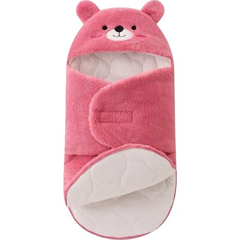 Manta para bebé, estampado de animales, material de poliéster aterciopelado, 9003 Rosa, 68x86 (1/2)