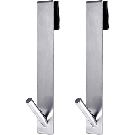 Silbernes 2-teiliges Set aus 16,5 cm langen Duschtürhaken aus Edelstahl