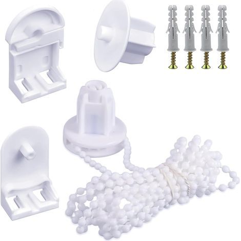 Rolluikbedieningskop 5 stuks rolgordijnbeugels 25 mm kunststof rolgordijnen fittingen rolgordijn reserveaccessoires vervanging reparatieset met 3 m kralenketting (1/5)