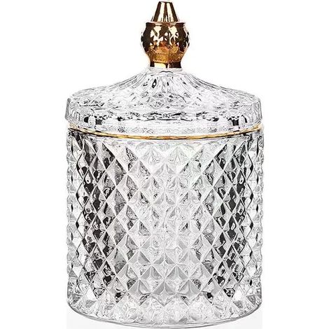 Bocal à bonbons en verre de luxe avec couvercle, boîte de rangement pour noix, objet de décoration de bureau.