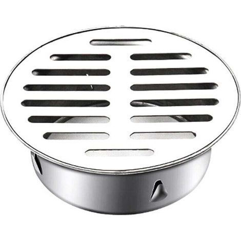 Siphon de Sol en Acier Inoxydable Rond Siphon de Sol Anti-Blocage pour Balcon, Couvercle de Siphon de Sol(110mm Bouche Plate) (1/4)
