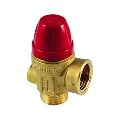 Valvola di Sicurezza Tiemme 3 BAR con Attacchi M-F 1/2''X1/2'' + 1/4'' per Manometro - 1920032