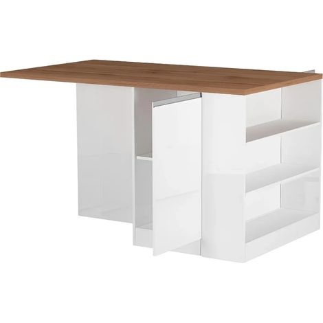 Isola Cucina 2 Ante Bianco Rovere 160x90x90 cm con Vani a Giorno
