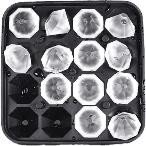 Bac à glaçons en silicone avec couvercle, bac à glaçons avec 16 glaçons diamants, silicone de qualité alimentaire, pour whisky, cocktails