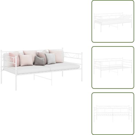 Cadre de canapé-lit sans matelas blanc métal 90x200 cm - Canapé Convertible - Lit Invité - Meubles Compactes - Literie - Cadre Lit