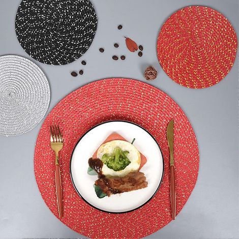 Set de table rond tissé imperméable, napperon de table, décoration de cuisine pour la maison (1/4)