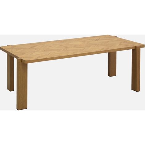 Mesa de centro vintage rectangular decorada con efecto de madera en espiga (1/5)