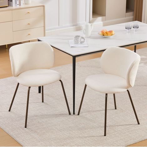 Set di 2 sedie da pranzo 58x52x80 cm in tessuto crema con feltrini FloraGrace (1/5)