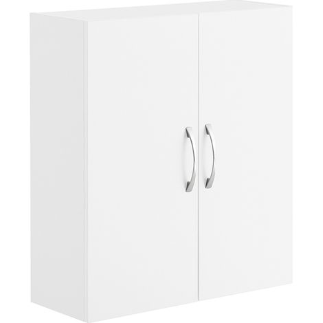 SoBuy White Wooden Cabinet with 2 Doors Melamine Finish Storage Cupboard Wall Mounted Unit for Kitchen 60×20×60 cm Load capacity 16 kg BZR200-T-W (1/5)