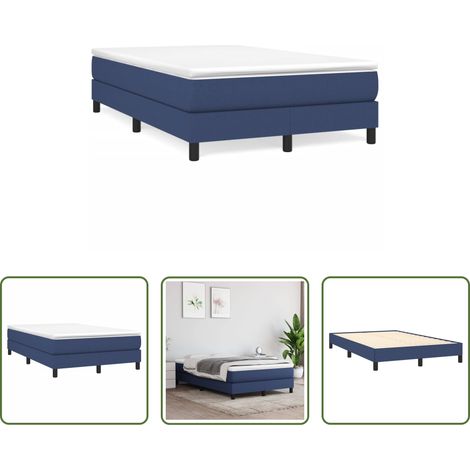 Matelas à ressorts ensachés - Sommier à lattes de lit avec matelas bleu 120x190 cm tissu (1/5)